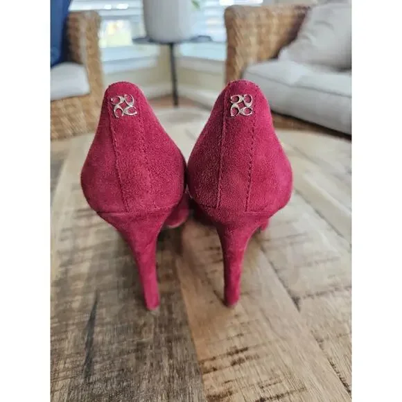 Coach A4078 Urban Red Suede Heels Women's Size 8 4 Inch - Picture 6 of 13